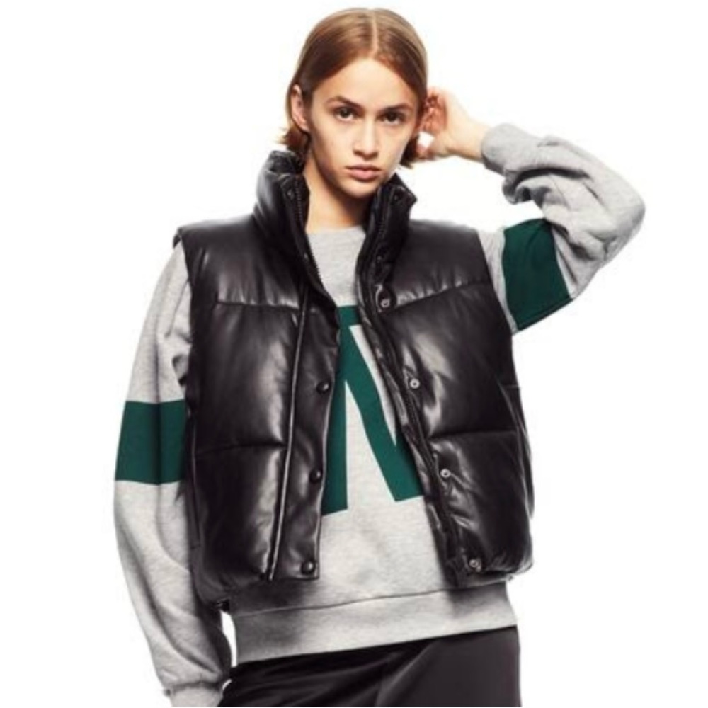 ZARA faux leather puffer vest, SIZE L